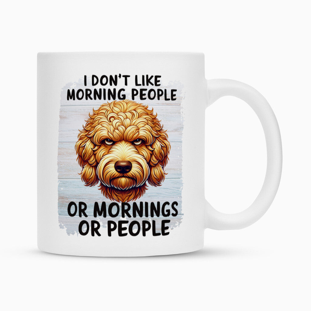Tasse "Golden Doodle - Morning People" Weiß – hunde-shirt.de