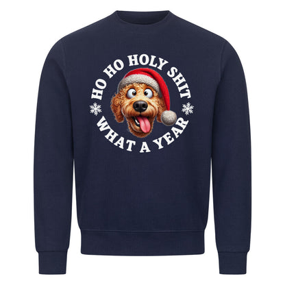 Premium Sweatshirt "Golden Doodle - HO HO..." Navy Blue – hunde-shirt.de