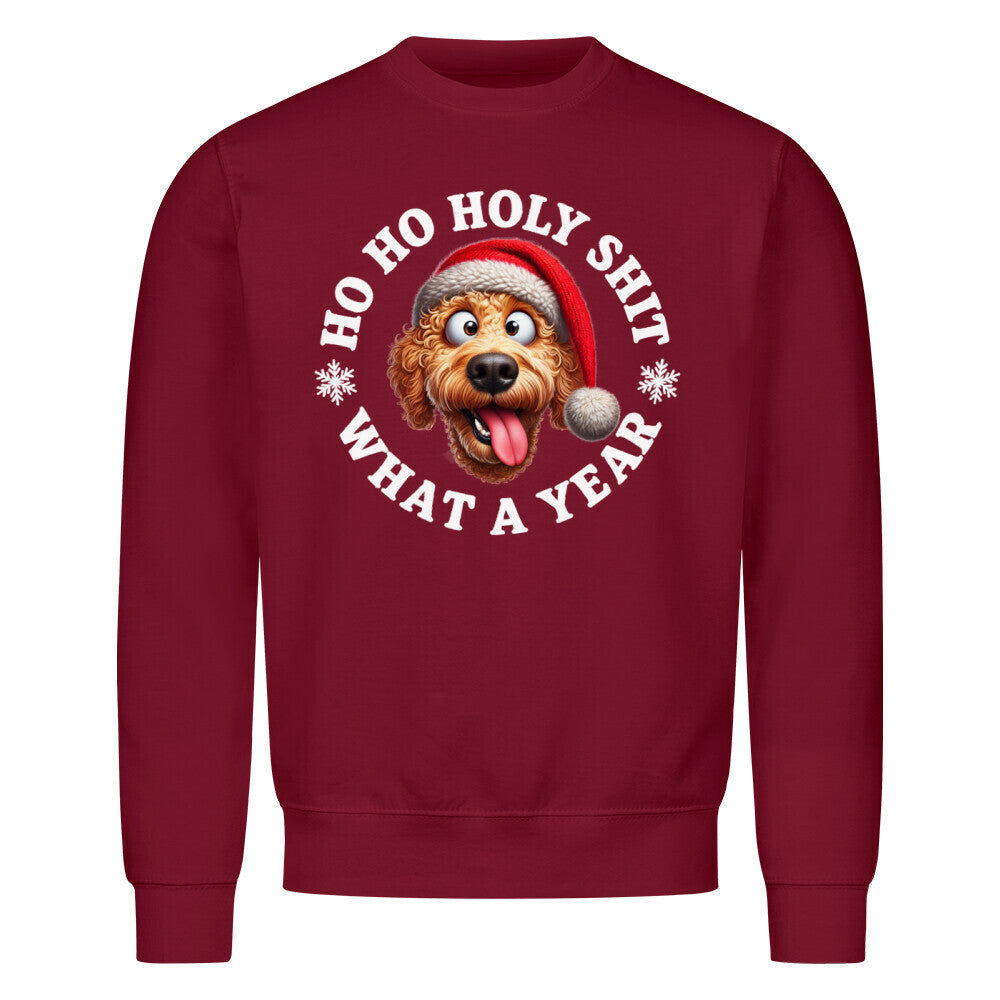 Premium Sweatshirt "Golden Doodle - HO HO..." Burgunder – hunde-shirt.de