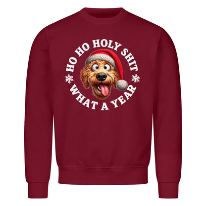 Premium Sweatshirt "Golden Doodle - HO HO..." Burgunder – hunde-shirt.de