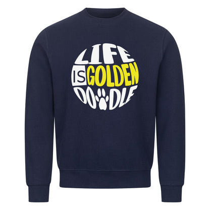 Premium Sweatshirt "Golden Doodle - Life is..." Navy Blue – hunde-shirt.de
