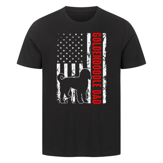 Premium T-Shirt "Golden Doodle - Flag Dad" Schwarz – hunde-shirt.de