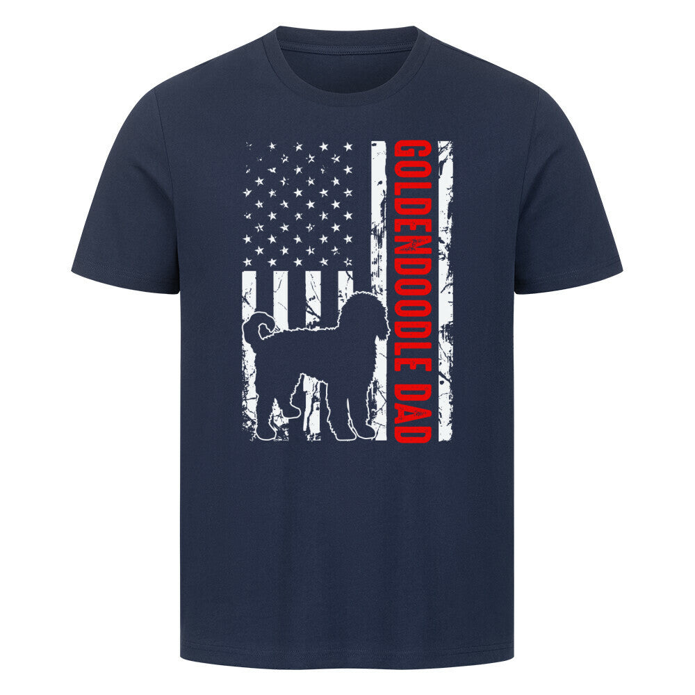 Premium T-Shirt "Golden Doodle - Flag Dad" French Navy – hunde-shirt.de