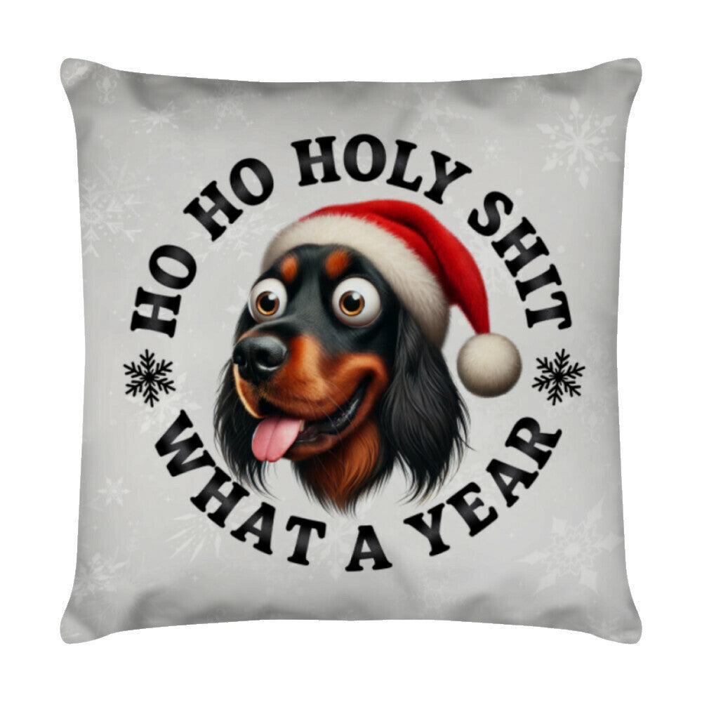Kissen "Gordon Setter - HO HO..." Weiß – hunde-shirt.de
