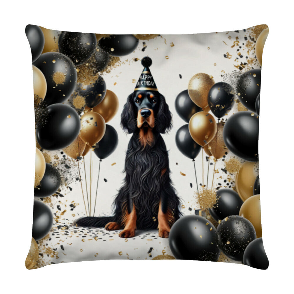 Kissen "Gordon Setter - Geburtstag" Weiß – hunde-shirt.de