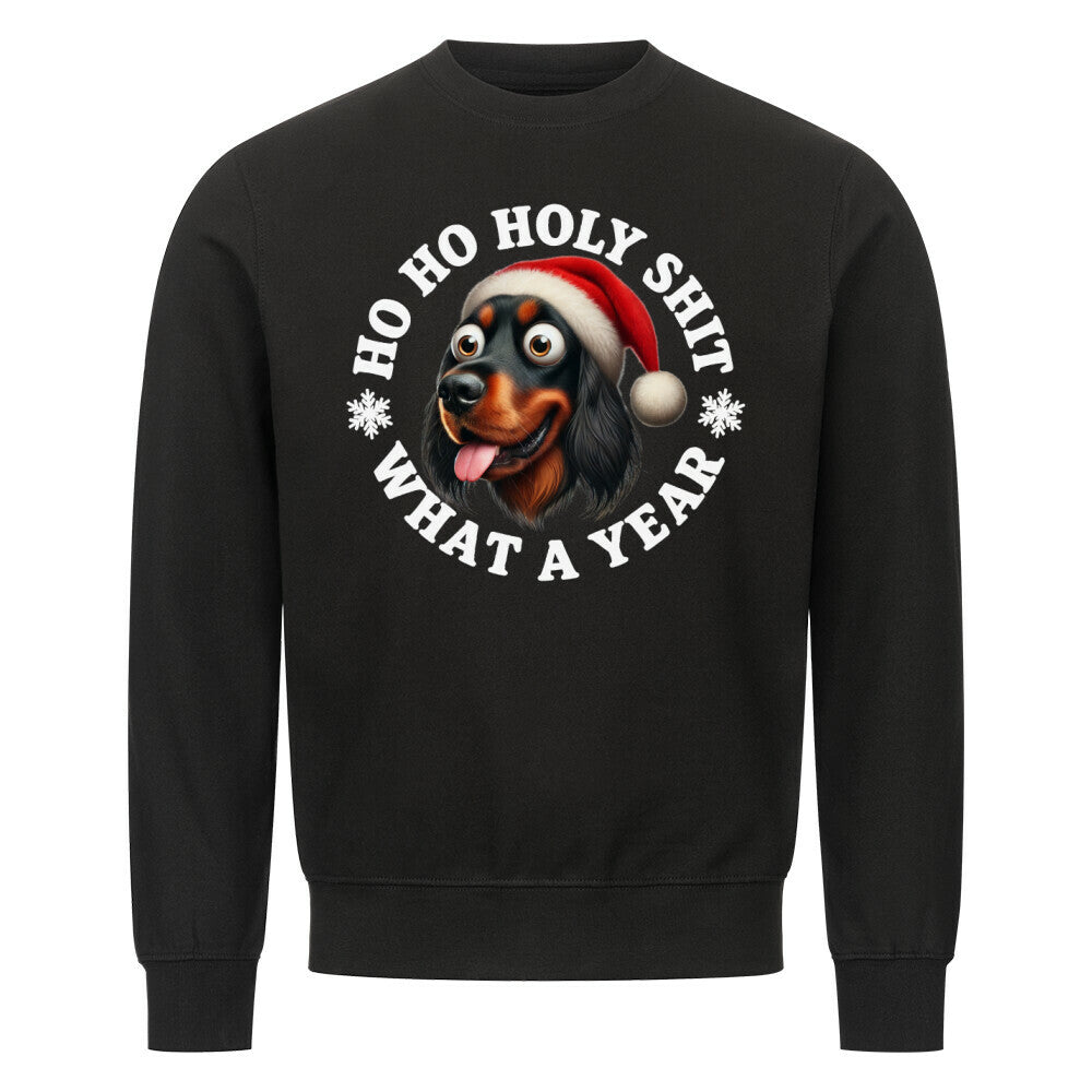 Premium Sweatshirt "Gordon Setter - HO HO..." Schwarz – hunde-shirt.de
