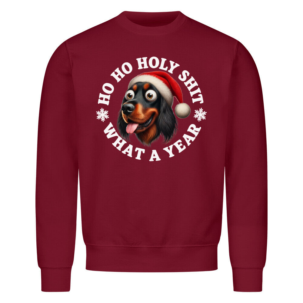 Premium Sweatshirt "Gordon Setter - HO HO..." Burgunder – hunde-shirt.de
