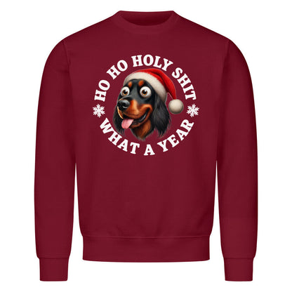 Premium Sweatshirt "Gordon Setter - HO HO..." Burgunder – hunde-shirt.de