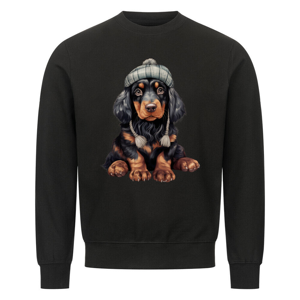 Premium Sweatshirt "Gordon Setter - Winterbub" Schwarz – hunde-shirt.de
