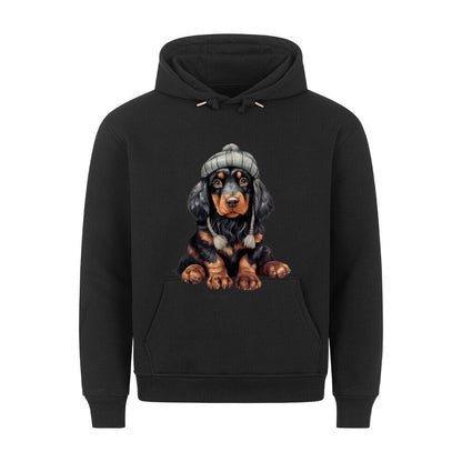 Premium Hoodie "Gordon Setter - Winterbub" Schwarz – hunde-shirt.de