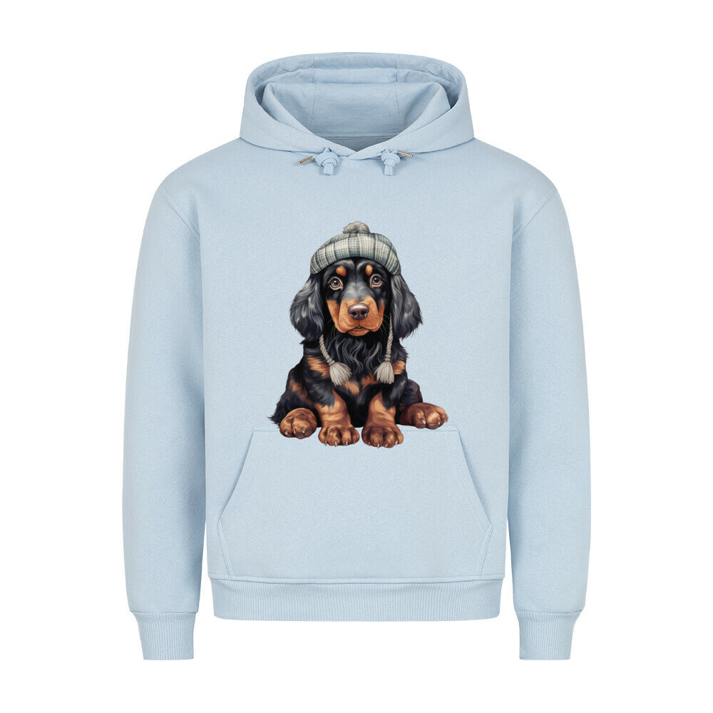 Premium Hoodie "Gordon Setter - Winterbub" Babyblau – hunde-shirt.de