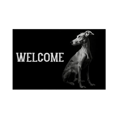 Fußmatte "Greyhound - WELCOME II" Weiß – hunde-shirt.de