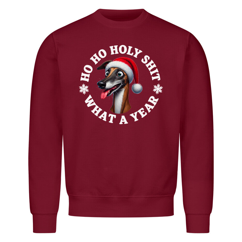 Premium Sweatshirt "Greyhound - HO HO..." Burgunder – hunde-shirt.de