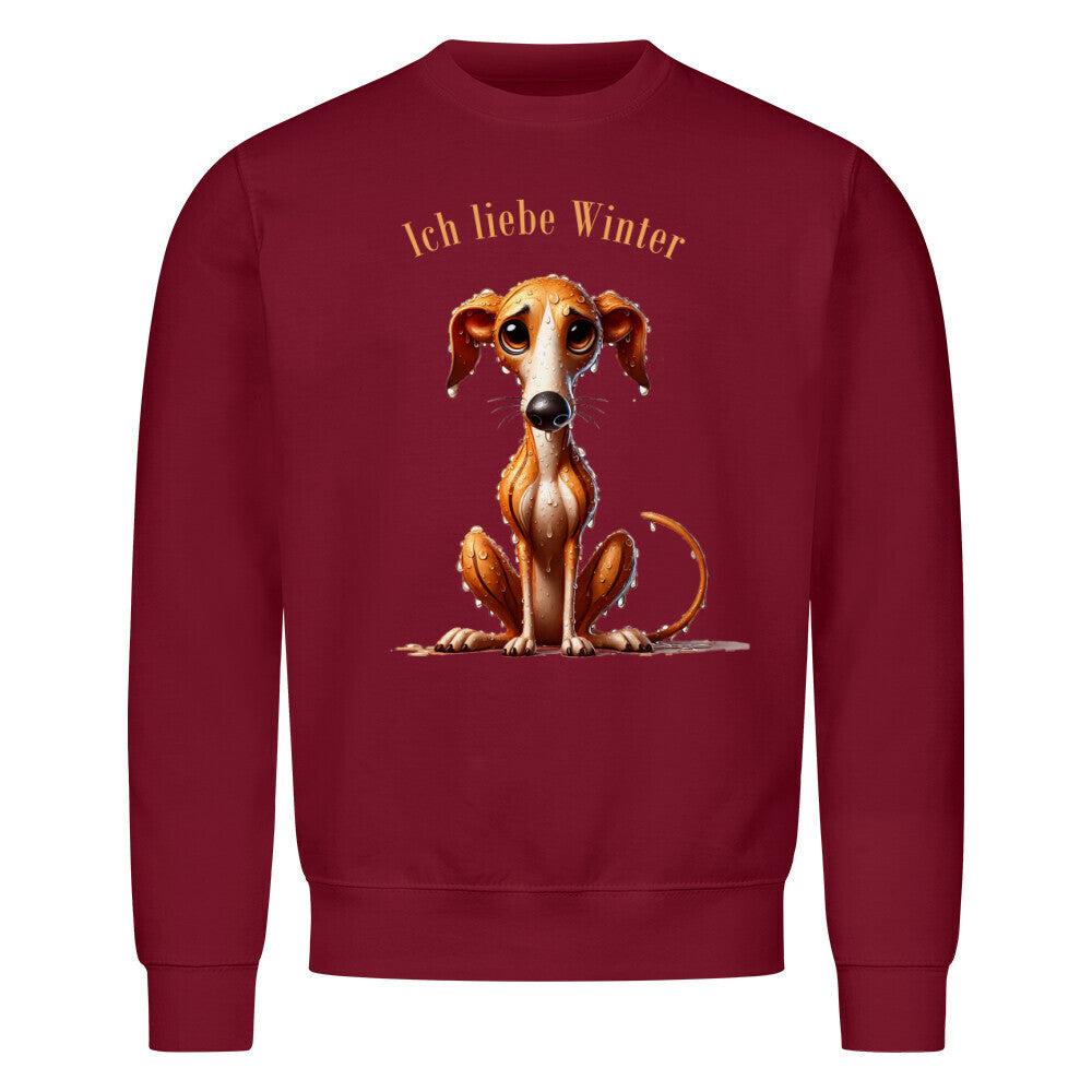 Premium Sweatshirt "Greyhound - Ich liebe Winter" Burgunder – hunde-shirt.de