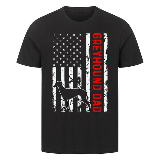 Premium T-Shirt "Greyhound - Flag Dad" Schwarz – hunde-shirt.de