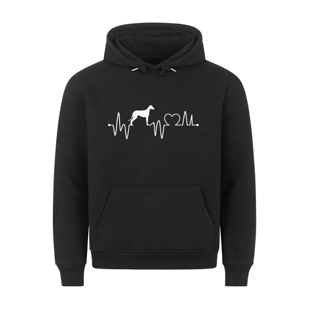 Premium Hoodie "Greyhound - Heartbeat" Schwarz – hunde-shirt.de