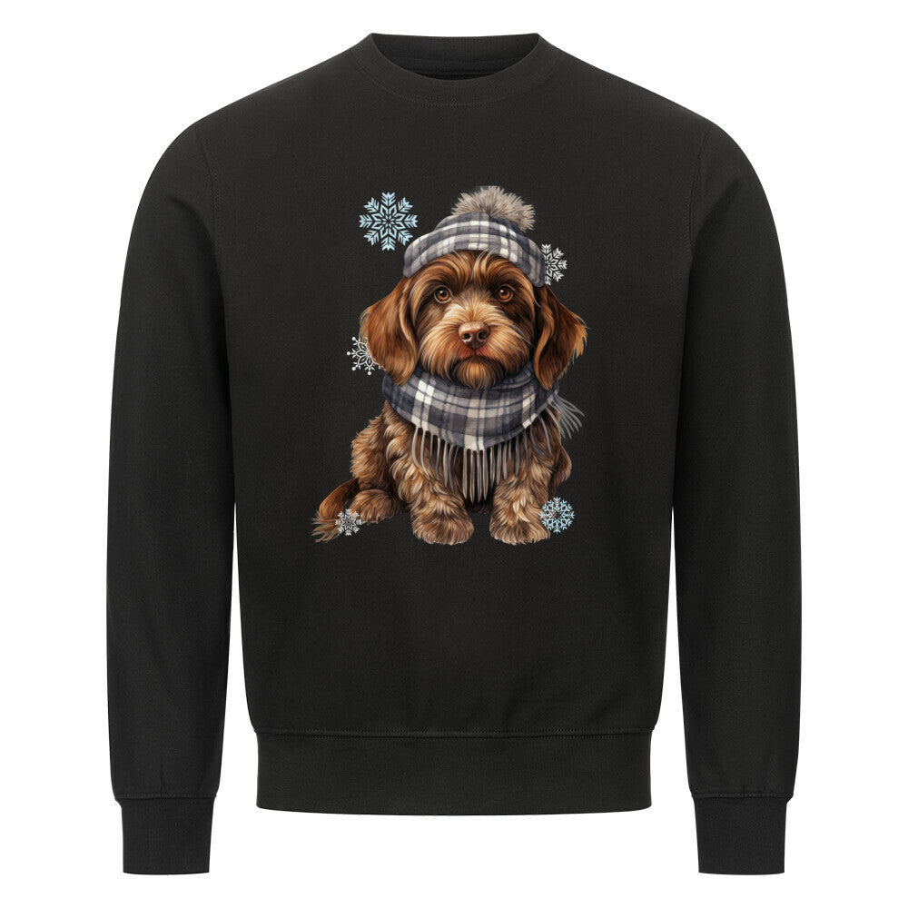 Premium Sweatshirt "Griffon Korthals - Winter" Schwarz – hunde-shirt.de