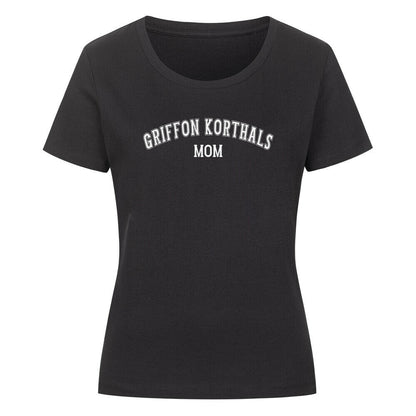 Premium Organic Damen-Shirt "Griffon Korthals - MOM" Schwarz – hunde-shirt.de