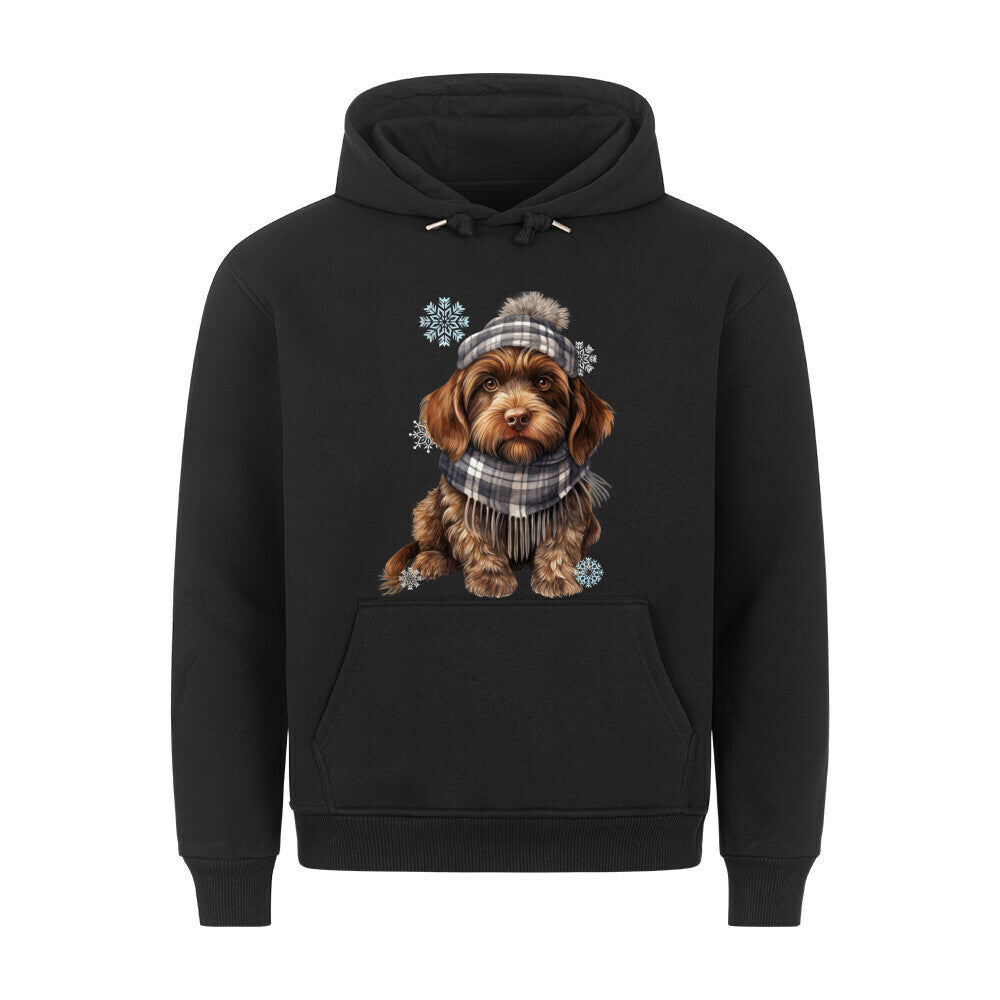 Premium Hoodie "Griffon Korthals - Winter" Schwarz – hunde-shirt.de