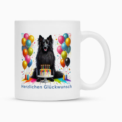 Tasse "Groenendael - Herzlichen Glückwunsch" Weiß – hunde-shirt.de