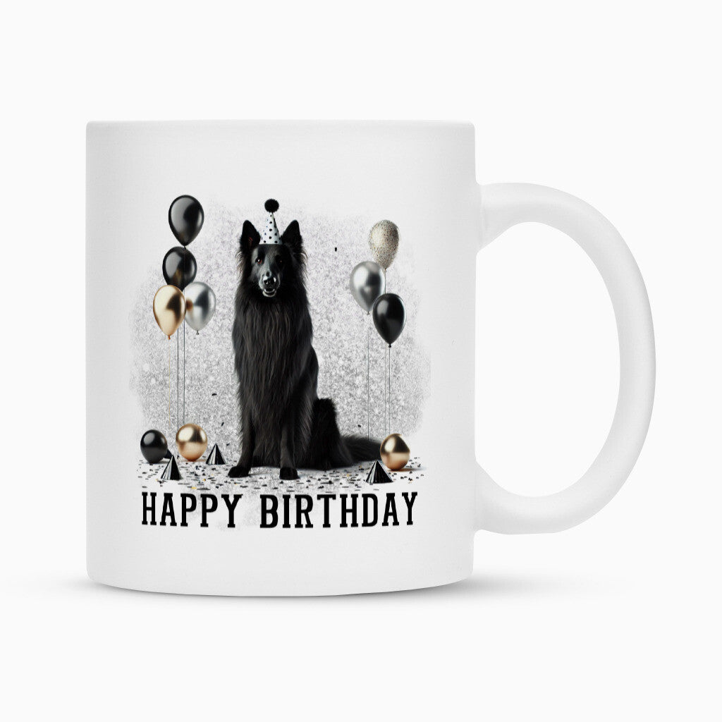 Tasse "Groenendael - Happy Birthday" Weiß – hunde-shirt.de