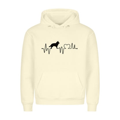 Premium Hoodie "Groenendael - Heartbeat" Beige – hunde-shirt.de