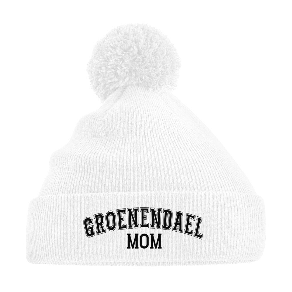 Bommelmütze "Groenendael - MOM" Weiß – hunde-shirt.de
