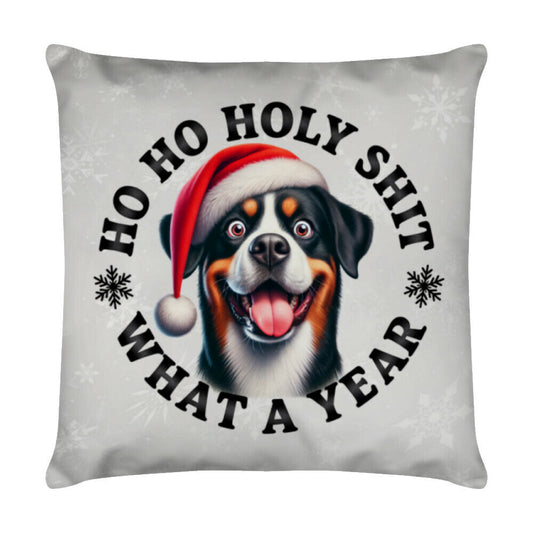 Kissen "Großer Schweizer Sennenhund - HO HO..." Weiß – hunde-shirt.de