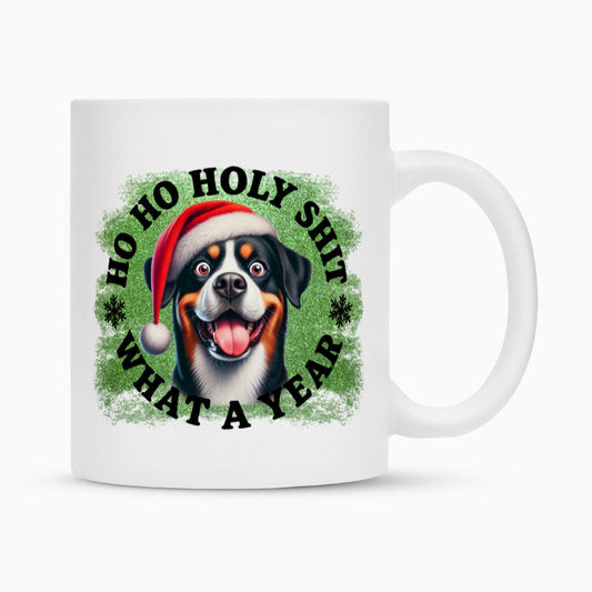 Tasse "Großer Schweizer Sennenhund - HO HO..." Weiß – hunde-shirt.de