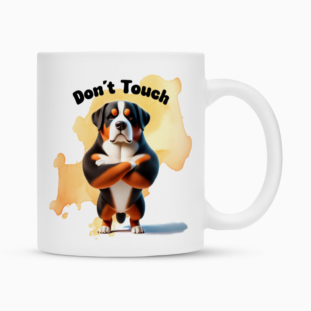 Tasse "Großer Schweizer Sennenhund - Don´t touch" Weiß – hunde-shirt.de