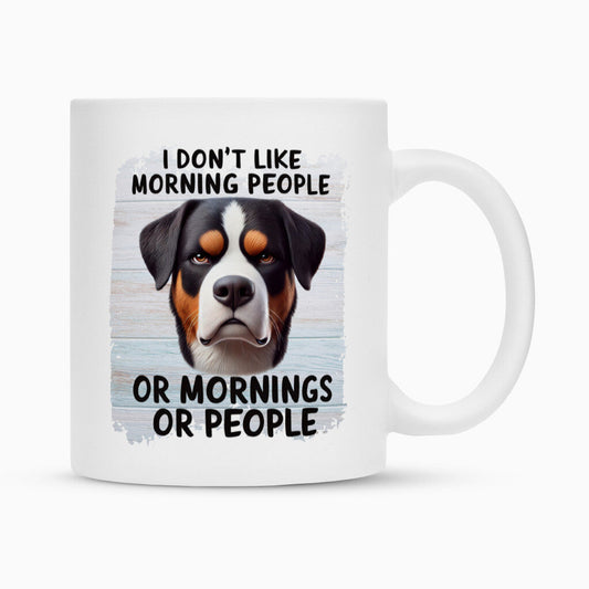 Tasse "Großer Schweizer Sennenhund - Morning People" Weiß – hunde-shirt.de