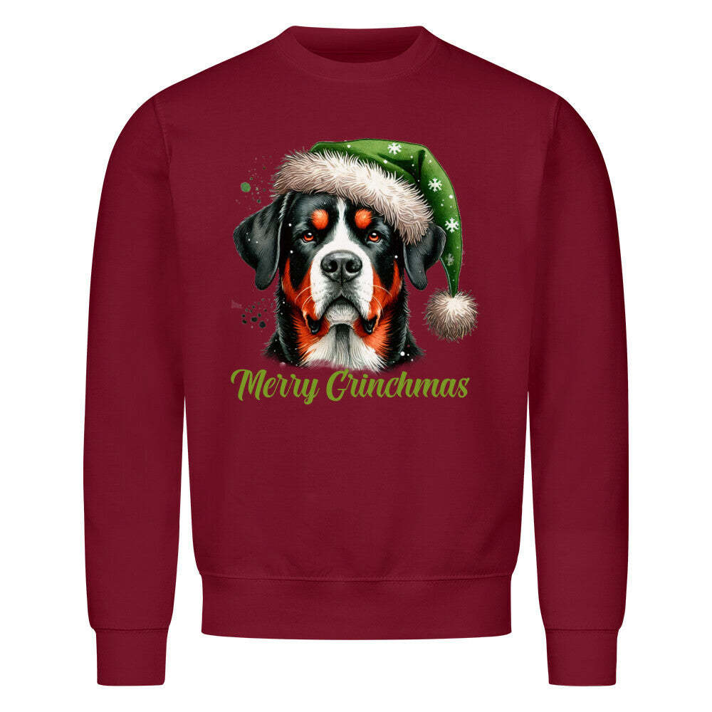Premium Sweatshirt "Großer Schweizer Sennenhund - Merry Grinchmas" Burgunder – hunde-shirt.de