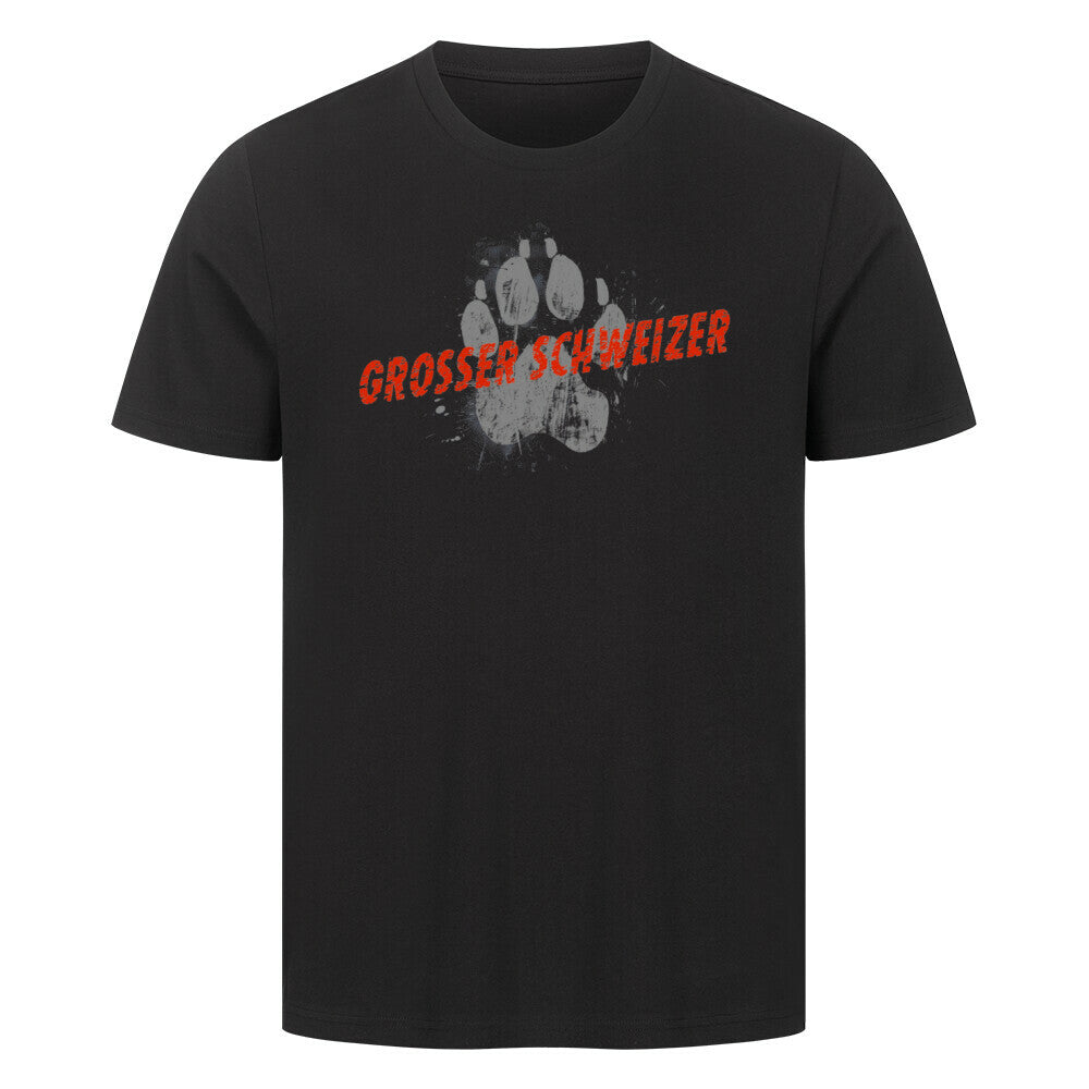 Premium T-Shirt "Großer Schweizer - PAW" Schwarz – hunde-shirt.de