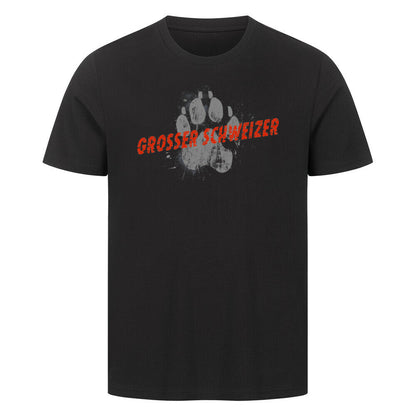 Premium T-Shirt "Großer Schweizer - PAW" Schwarz – hunde-shirt.de