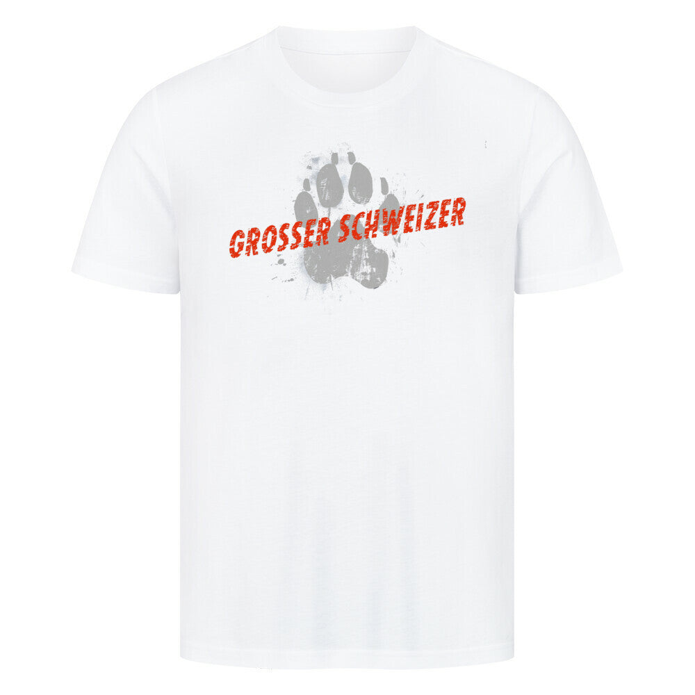 Premium T-Shirt "Großer Schweizer - PAW" Weiß – hunde-shirt.de