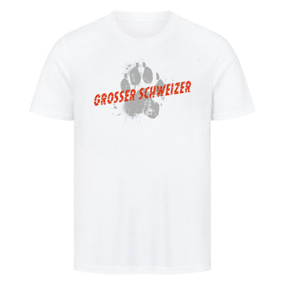 Premium T-Shirt "Großer Schweizer - PAW" Weiß – hunde-shirt.de