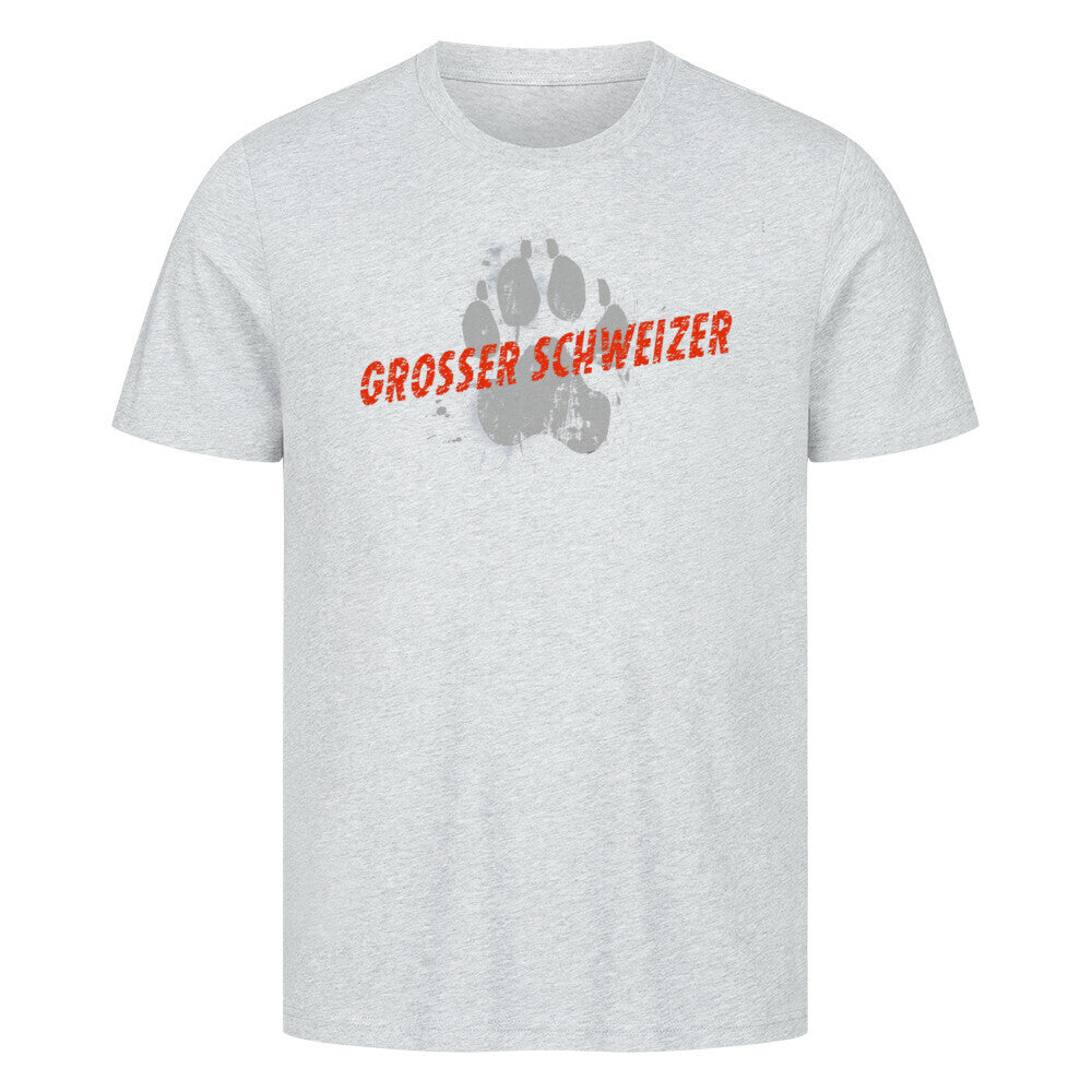Premium T-Shirt "Großer Schweizer - PAW" Heather Grey – hunde-shirt.de