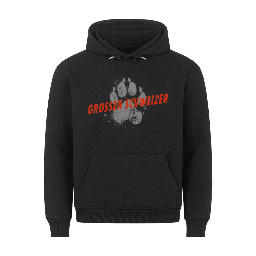 Premium Hoodie "Großer Schweizer - PAW" Schwarz – hunde-shirt.de