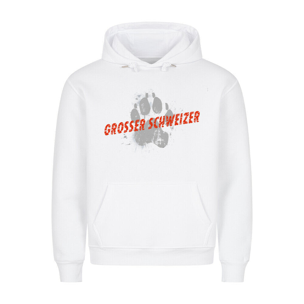 Premium Hoodie "Großer Schweizer - PAW" Weiß – hunde-shirt.de