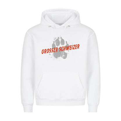 Premium Hoodie "Großer Schweizer - PAW" Weiß – hunde-shirt.de