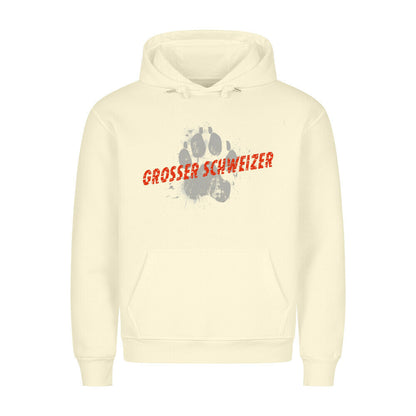 Premium Hoodie "Großer Schweizer - PAW" Beige – hunde-shirt.de
