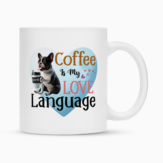 Tasse "Französische Bulldogge - Love Language" Weiß – hunde-shirt.de