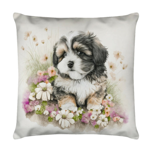 Kissen "Havaneser - Blumenwiese" Weiß – hunde-shirt.de