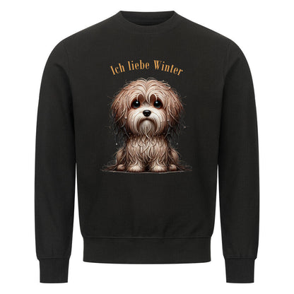 Premium Sweatshirt "Havaneser - Ich liebe Winter" Schwarz – hunde-shirt.de