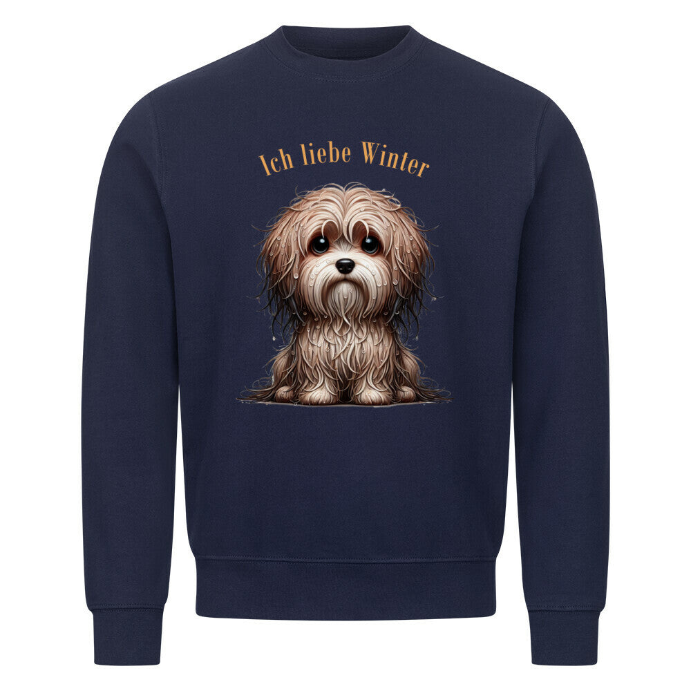 Premium Sweatshirt "Havaneser - Ich liebe Winter" Navy Blue – hunde-shirt.de