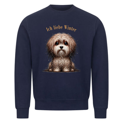 Premium Sweatshirt "Havaneser - Ich liebe Winter" Navy Blue – hunde-shirt.de