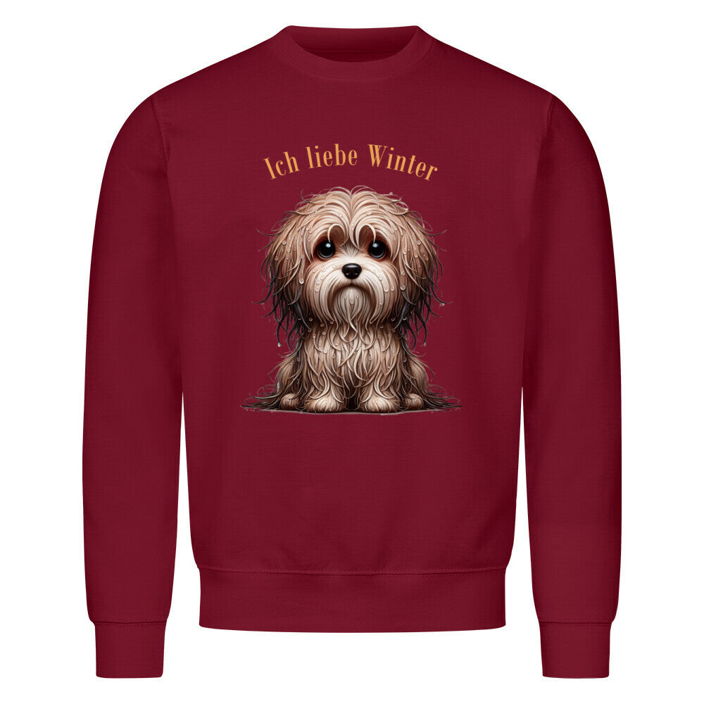 Premium Sweatshirt "Havaneser - Ich liebe Winter" Burgunder – hunde-shirt.de