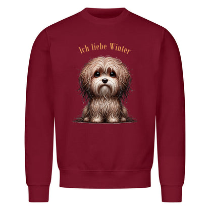 Premium Sweatshirt "Havaneser - Ich liebe Winter" Burgunder – hunde-shirt.de