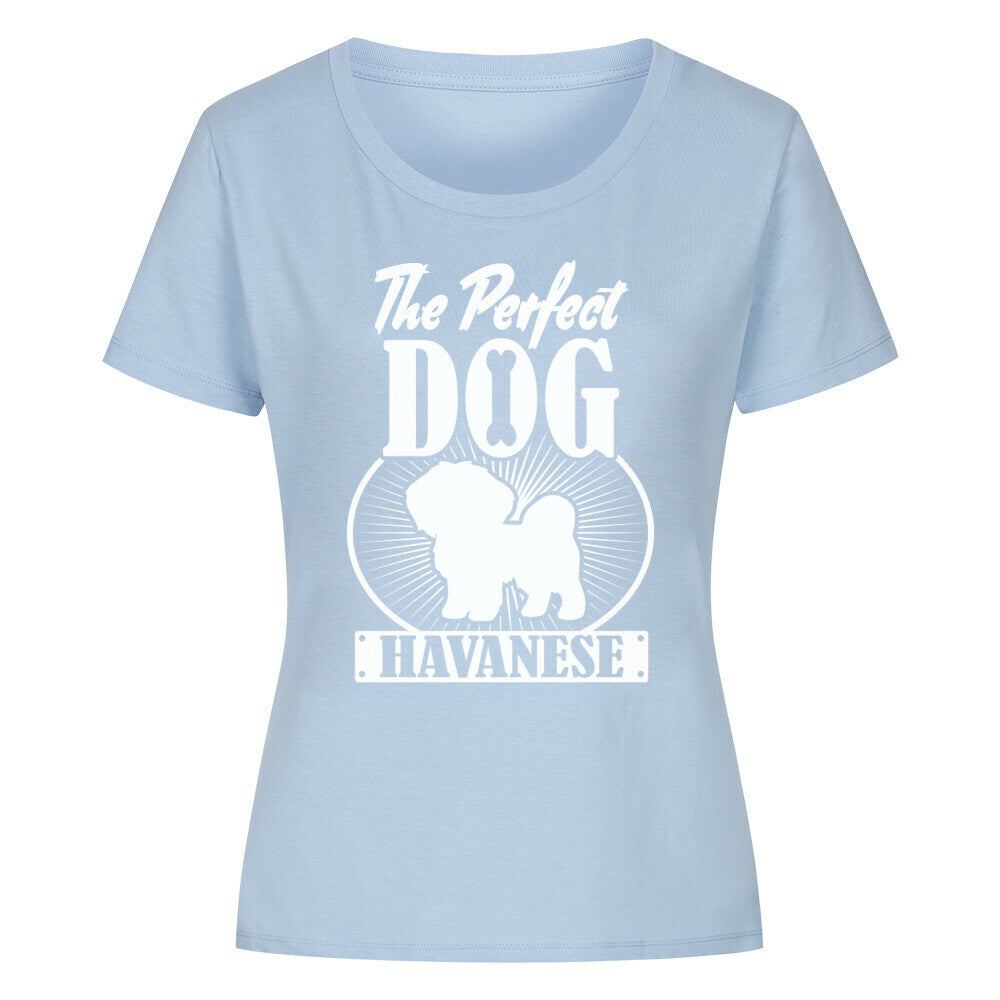 Premium Organic Damen-Shirt "Havaneser - Perfect Dog" Sky Blue – hunde-shirt.de