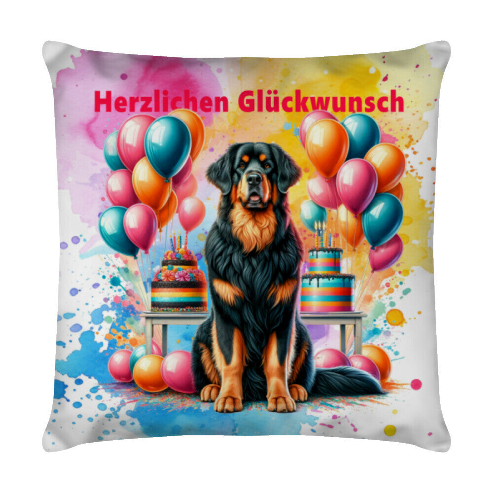 Kissen "Hovawart - Herzlichen Glückwunsch" Weiß – hunde-shirt.de